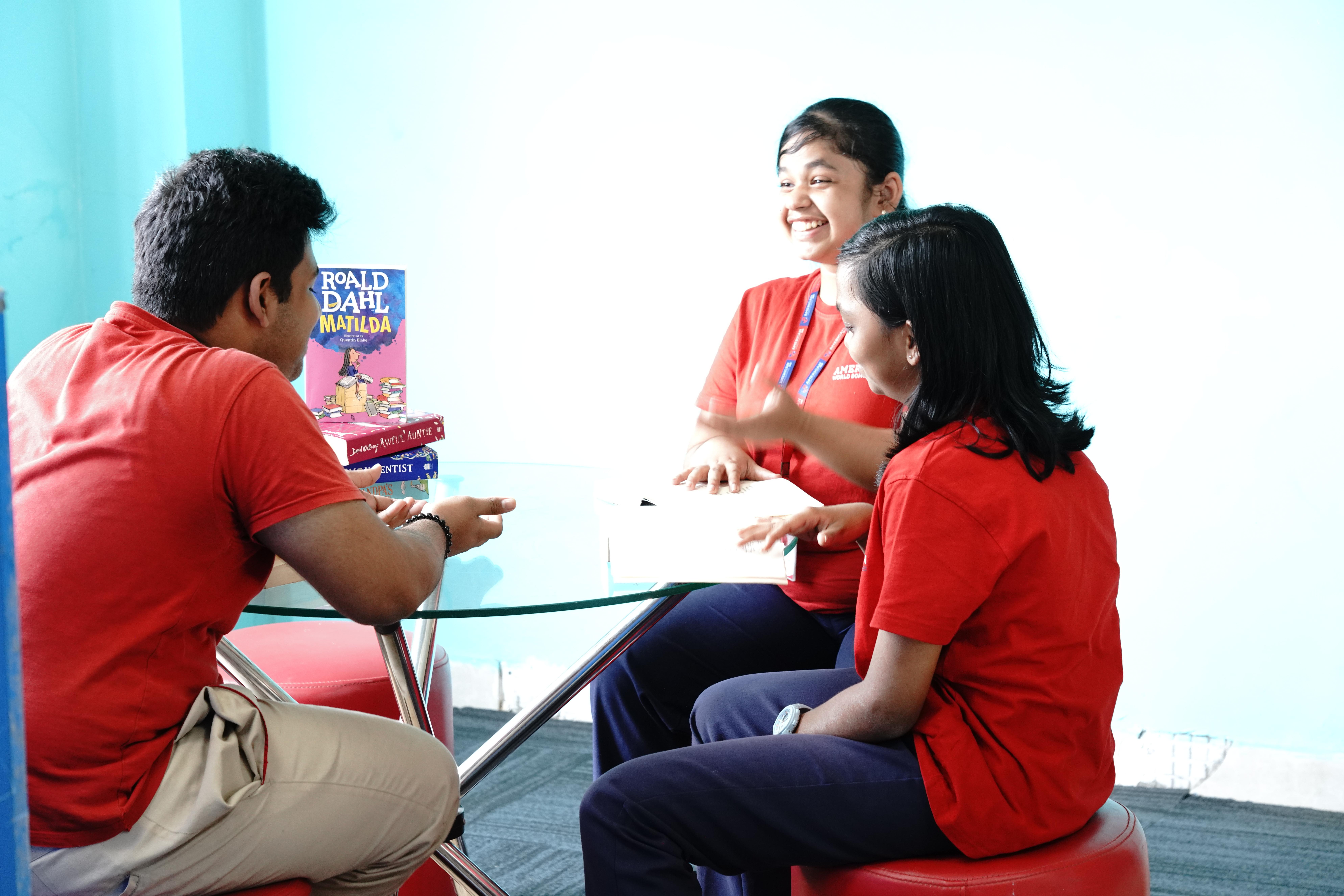 AWS students in reading and discussion